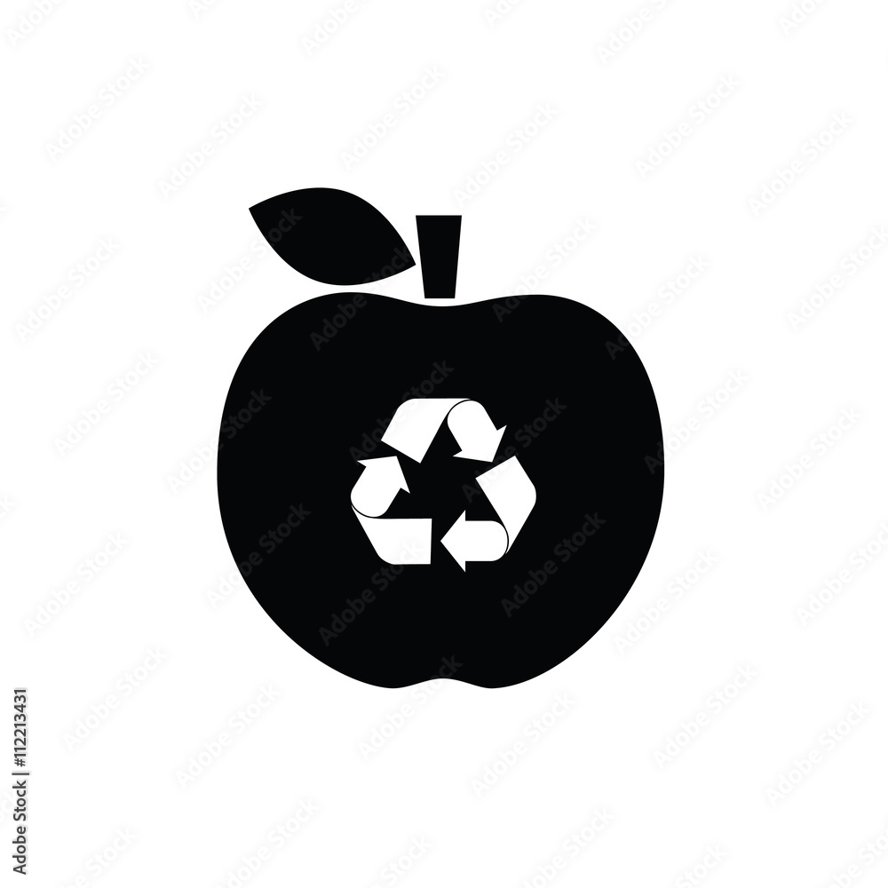 recycle icon on apple illustration recycle icon on apple illustration