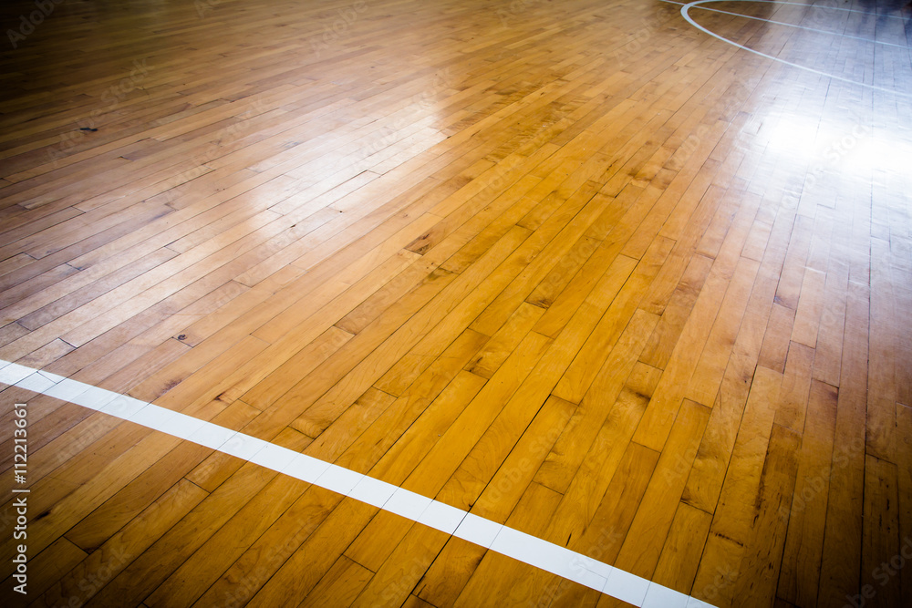 Naklejka premium wooden floor basketball court