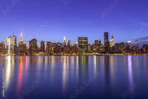 New York City manhattan buildings night skyline