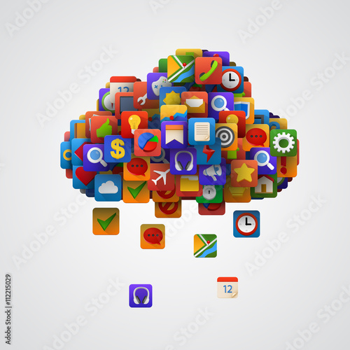 Cloud with many application icons