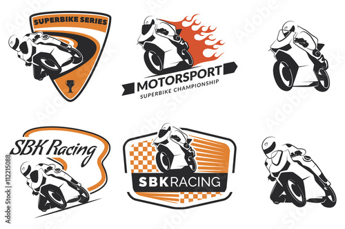 Set of racing motorcycle logo, badges and icons. Motorcycle repa