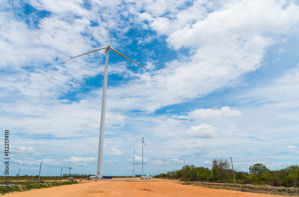 New wind turbine at Nakhon Si Thammarat province, Thailand New wind turbine at Nakhon Si Thammarat province, Thailand