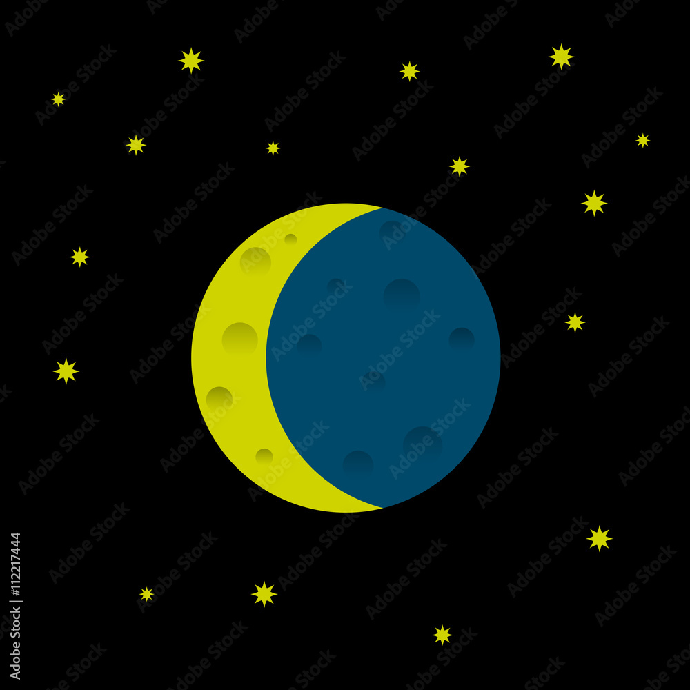 Cartoon moon and stars