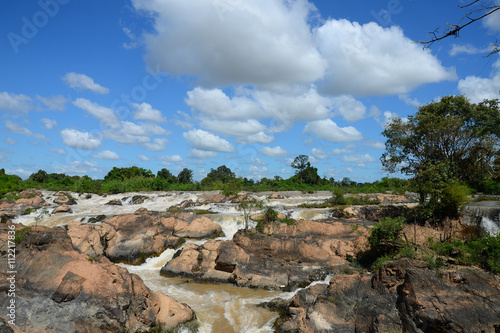 Die Mekonfaälle in Südlaos, die größten Wasserfälle in Südostasien. 