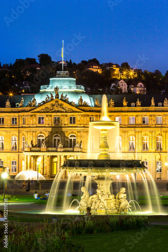 Stuttgart city center  Germany at dusk