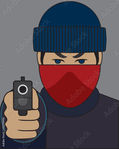 Robber With Gun is mugging his victim