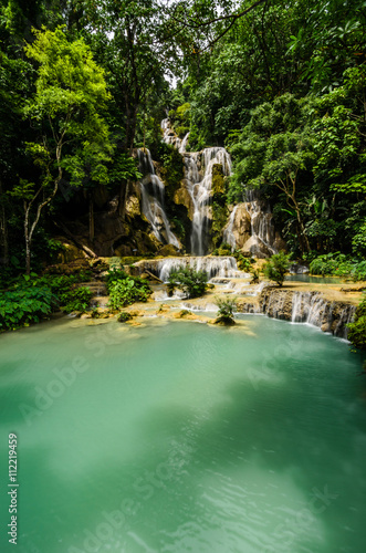 turquoise pool at kuang si waterfall,Laos
