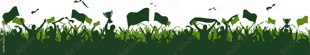 Naklejka premium Grün Fans Fahnen Gruppe