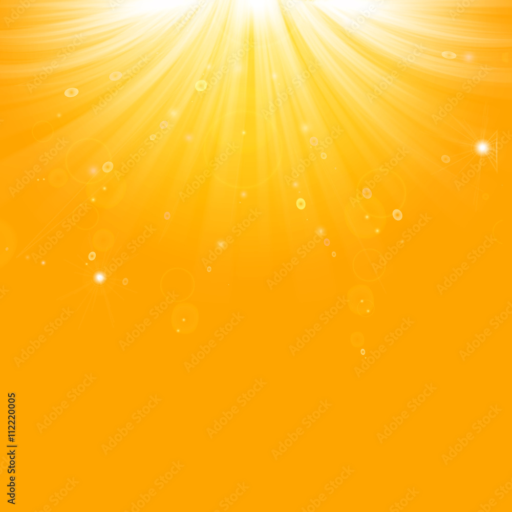 Fototapeta premium Shiny sun lights, abstract aqua summer background