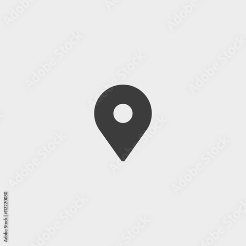 Mark icon, pointer in a flat design in black color. Vector illustration eps10