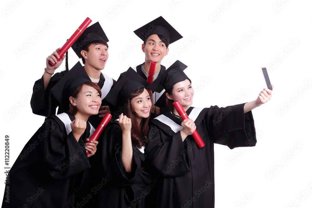 Selfie of happy graduates student Selfie of happy graduates student