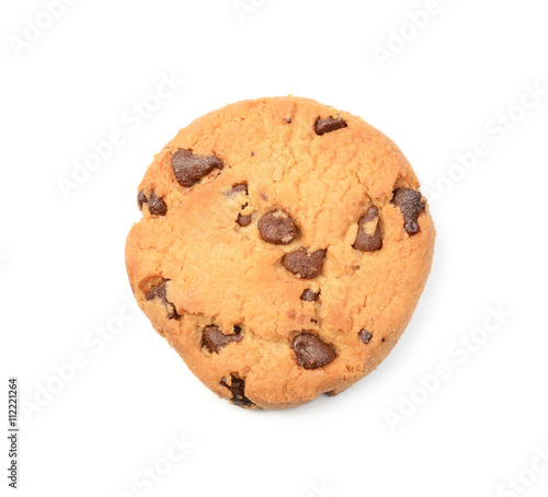 Chocolate chip cookies isolated on white background