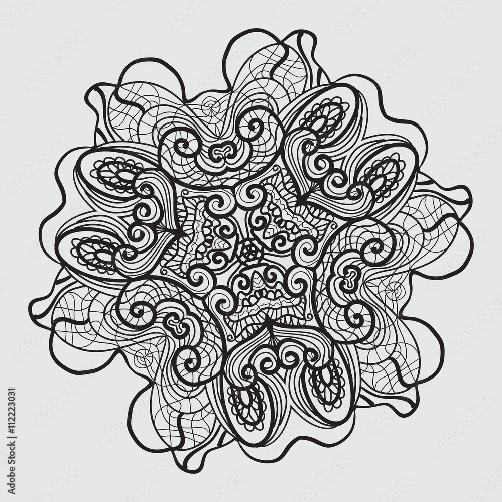 Black and white antique abstract oriental design motifs vector illustration