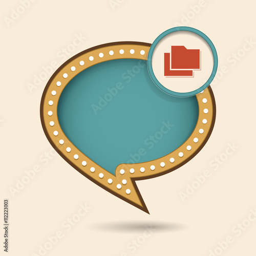 Dymek w stylu lat 70 z ikonką