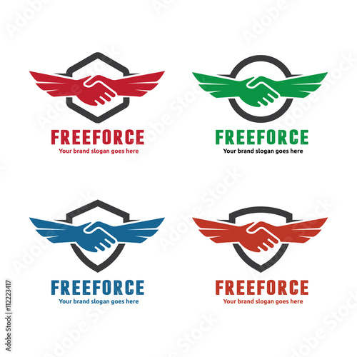 Hand Shake and Wing Logo