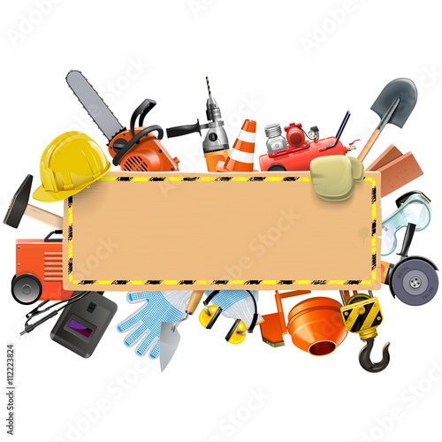 Vector Construction Board with Tools