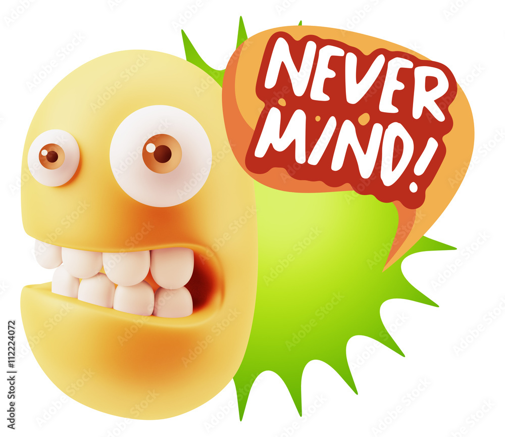 3d Rendering Smile Character Emoticon Expression saying Never Mi 3d Rendering Smile Character Emoticon Expression saying Never Mi