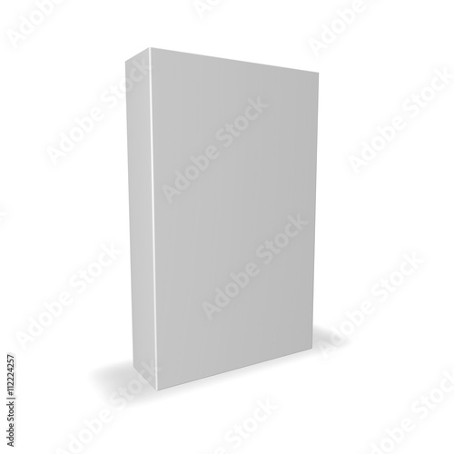 White product box with blank cover isolated on white with shadow, 3D illustration. © picture-waterfall