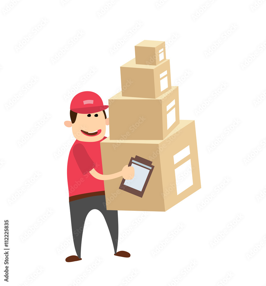 delivery man with boxes isolated on white background delivery man with boxes isolated on white background