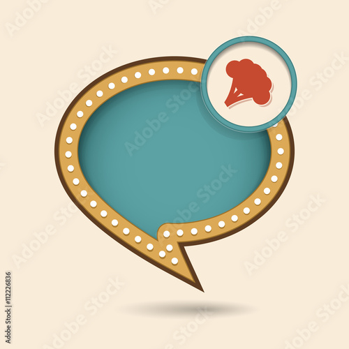 Dymek w stylu lat 70 z ikonką