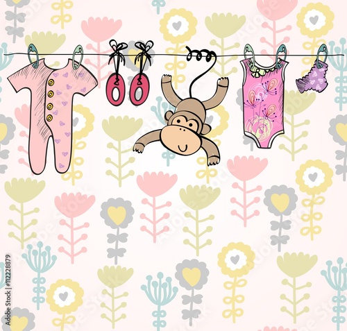 Cute scrapbook for girl with baby elements.