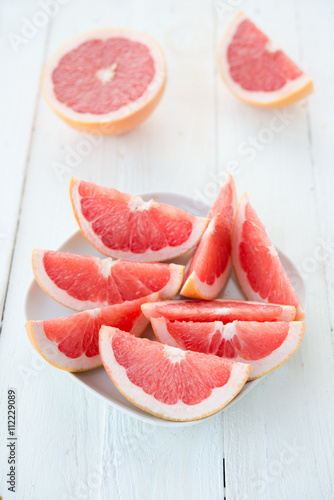 Slices of fresh red grapefruit
