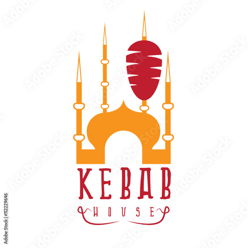 gyros doner kabob with authentic arabic building isolated vector