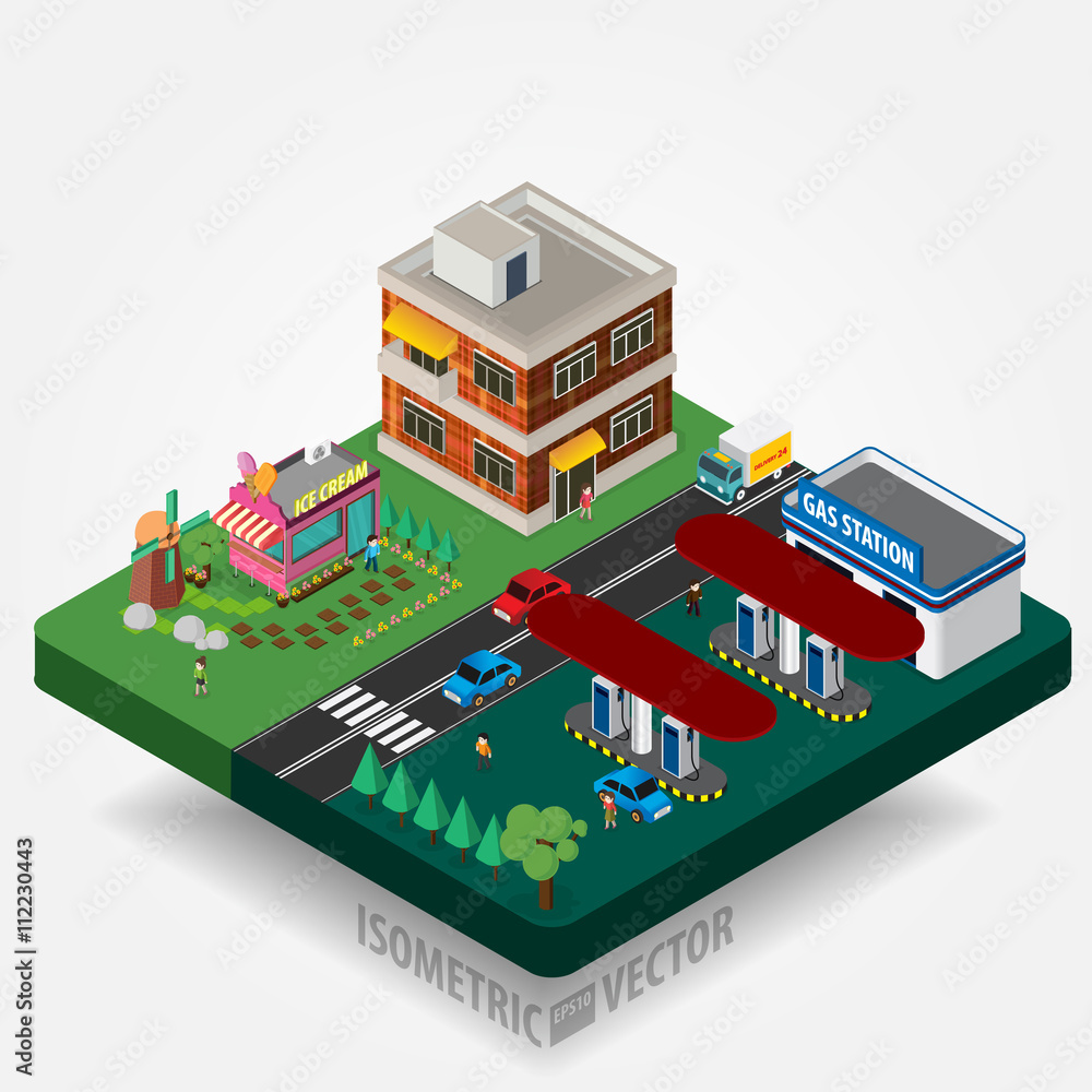 easy to edit vector illustration of isometric cityscape
