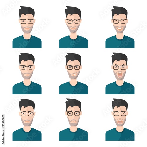 Facial Expression Man Icon Set