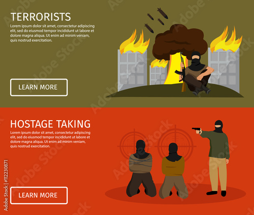 Terrorism Flat Banner Set