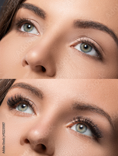 Foto Eyes before and after eyelash extension