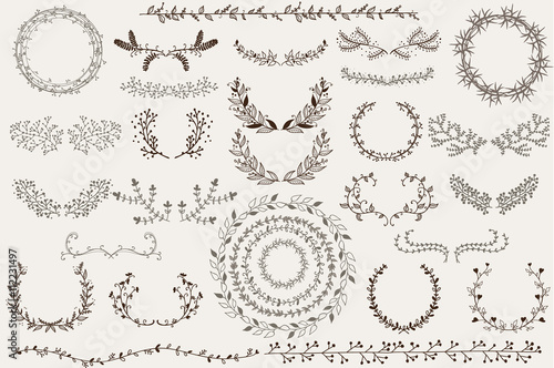 Hand drawn wreaths and borders
