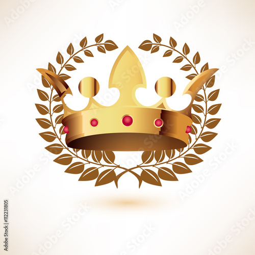Golden Royal Crown isolated on white.