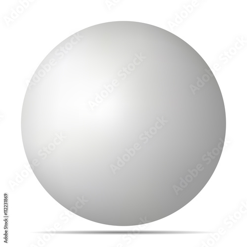 Vector white 3D sphere with shadow.