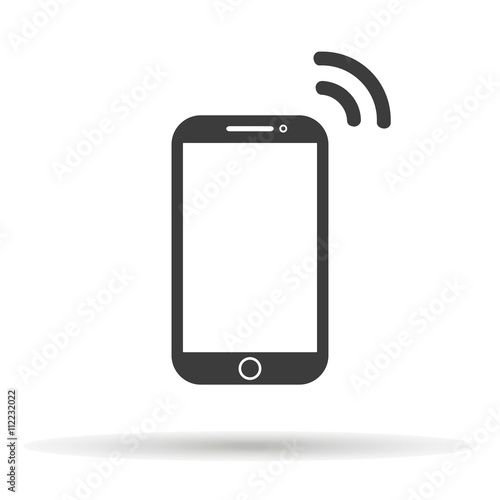 mobile phone icon with shadow on a white background, vector illustration stylish