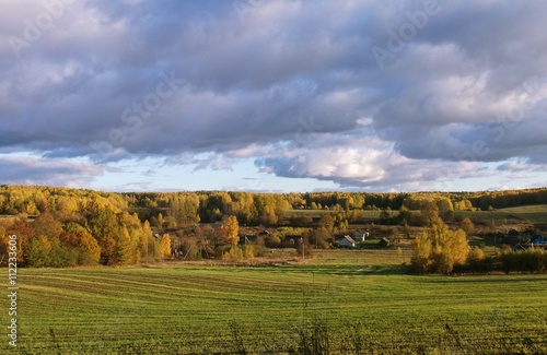 Autumn landscape of a small village
