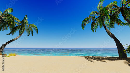 Fototapeta Naklejka Na Ścianę i Meble -  Tropical blue sea palms