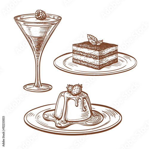 Set of desserts.
