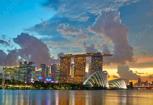 Wall Mural Singapore Skyline after sunset