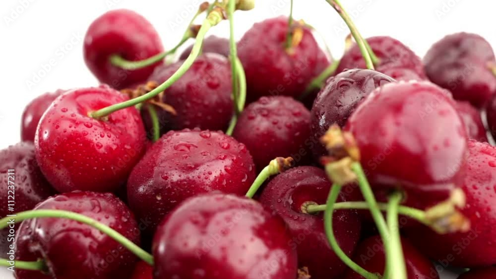 Fresh, ripe, juicy cherries rotate Fresh, ripe, juicy cherries rotate