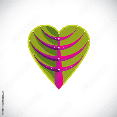 Tree leaf made in the shape of heart, botanical element created