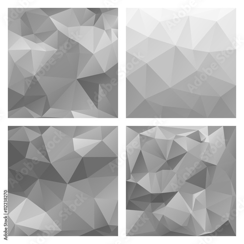 Polygonal vector backgrounds. Set of colored vector patterns in geometric style. Can be used for covers, brochures, digital wallpapers and flyer backgrounds.