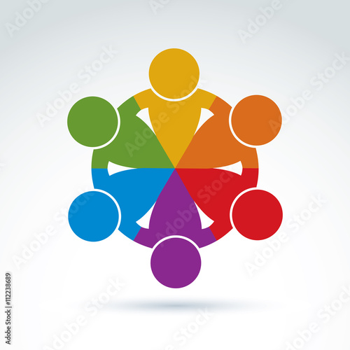 International business team, social community. Vector colorful i