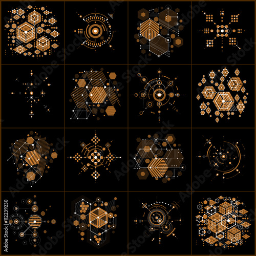 Bauhaus art.  Set of modular vector wallpapers made using hexago