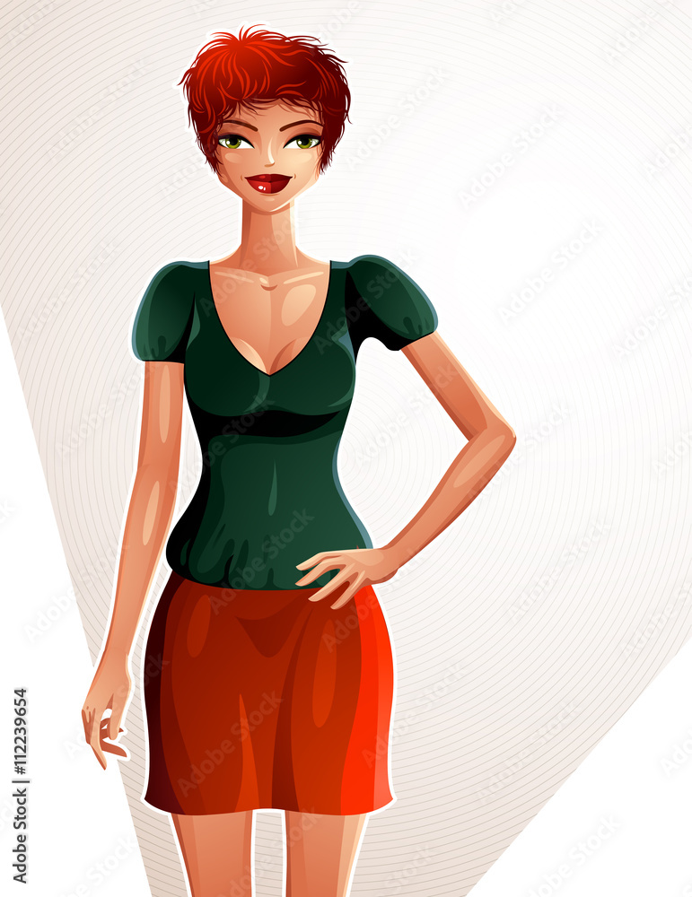 Illustration of gorgeous business woman with stylish haircut Illustration of gorgeous business woman with stylish haircut