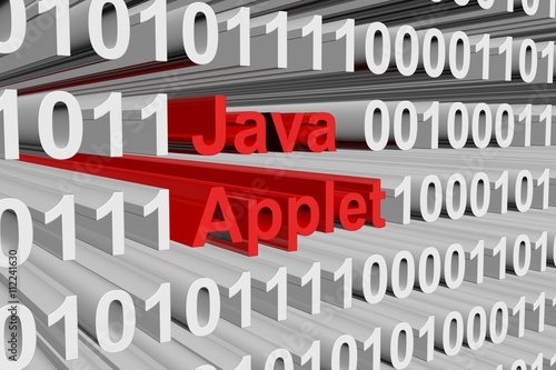 the java applet in the form of binary code, 3D illustration