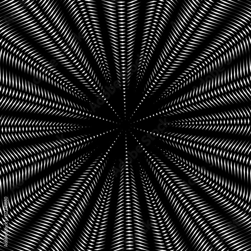 Optical illusion, creative black and white graphic moire backdro