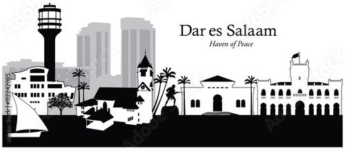 Vector illustration of the skyline cityscape of Dar es Salaam, Tanzania