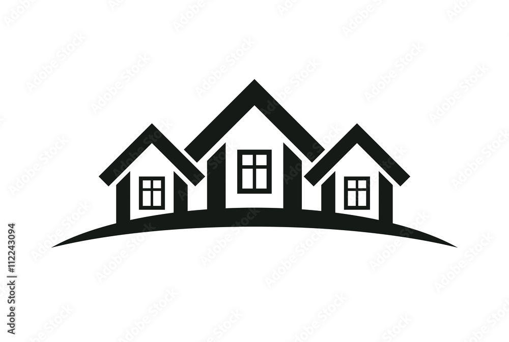 Abstract vector houses with horizon line. Can be used in adverti Abstract vector houses with horizon line. Can be used in adverti