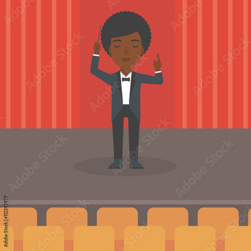 Conductor directing with baton.